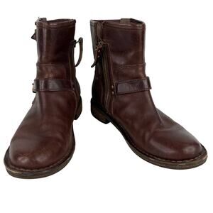UGG Fabrizia Buckle Biker Boots Ankle Boots 7.5 Dark Brown 1001661
